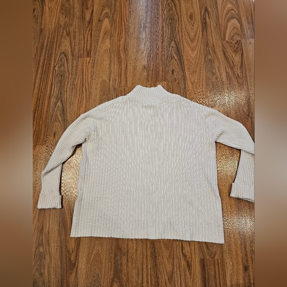Elegant White LOFT Women's Cotton Knit Sweater - Picture 4 of 10